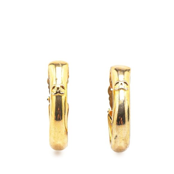 CHANEL Gold Logo Earrings - Picture 1 of 4